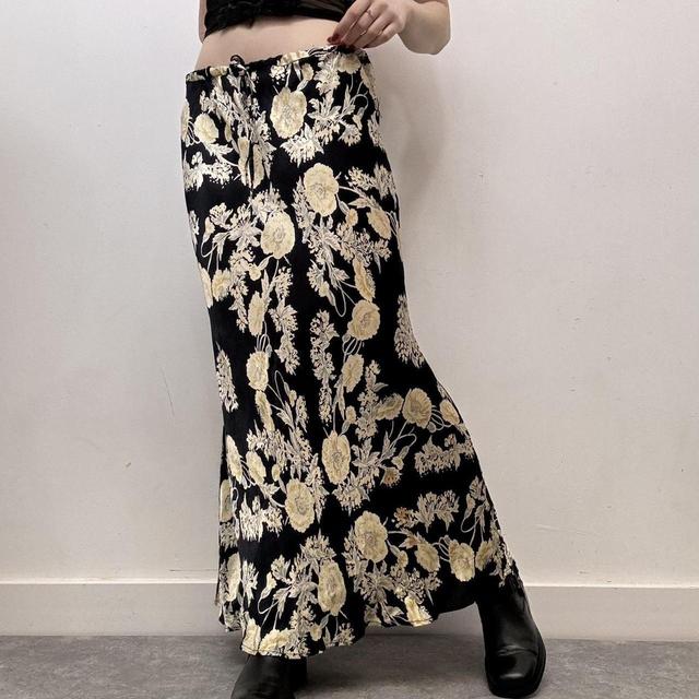Maxi floral bias satin summer skirt