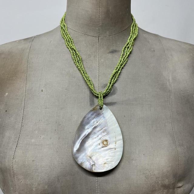 Beaded shell boho necklace