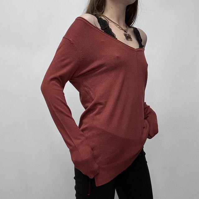 Slouchy wide neck knit jumper