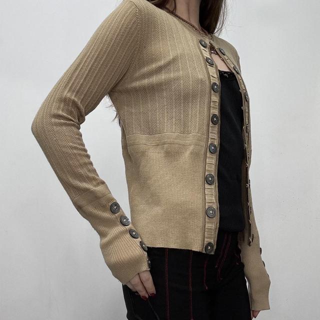 Tan knit button cardigan