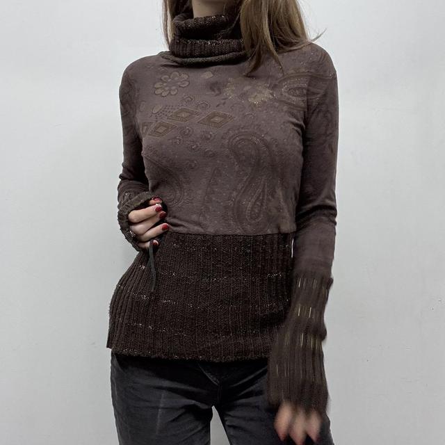 Brown mohair knit paisley fairy jumper