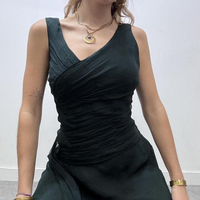 Asymmetrical sheer layered lace dress