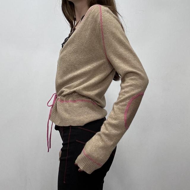 Slouchy tan knit cashmere cardigan