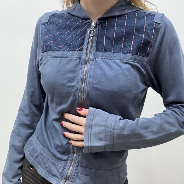 Slouchy blue stitched hoodie