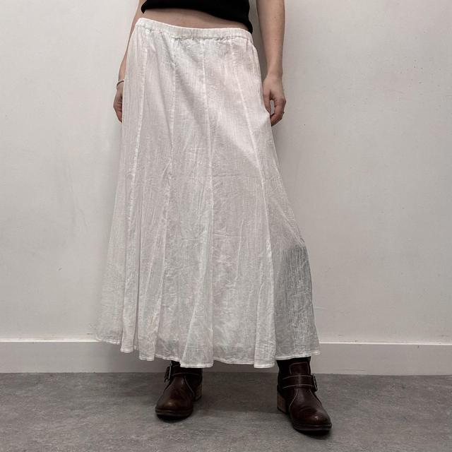 White cotton flared maxi skirt