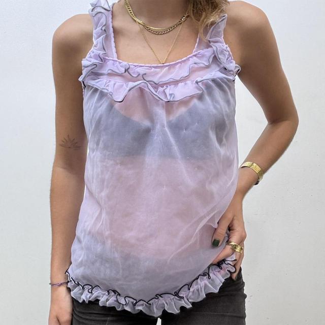 Vintage sheer lilac ruffle vest