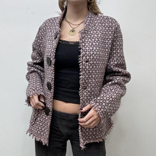 Pink patterned wool cardi jacket