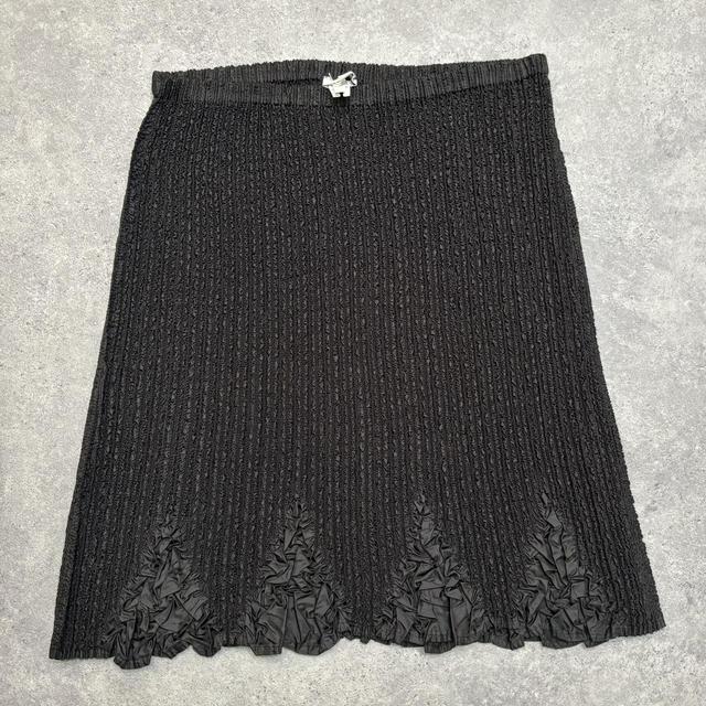 Black pleated midi skirt