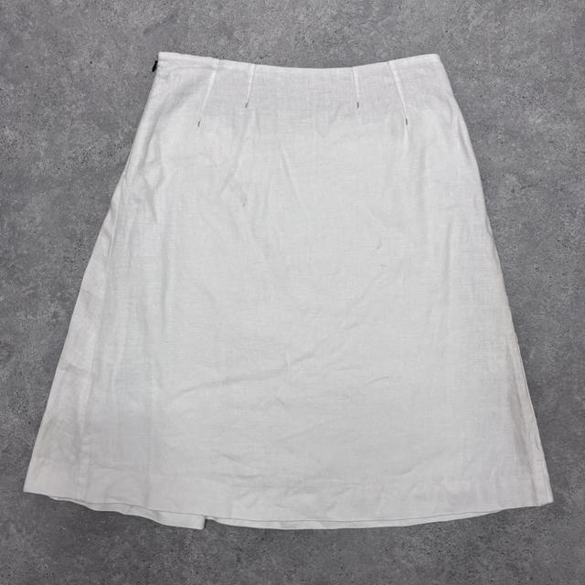 White linen pleated midi skirt