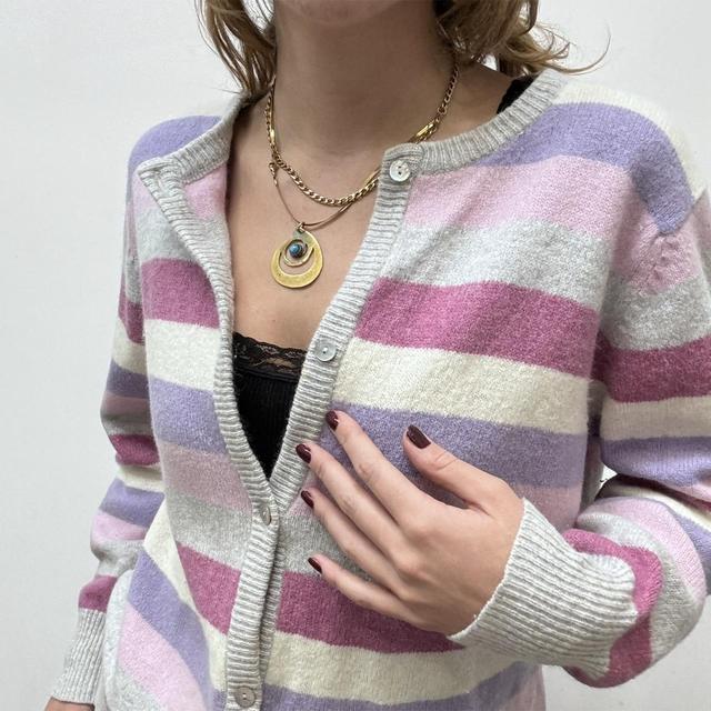 Stripy wool pastel cardigan