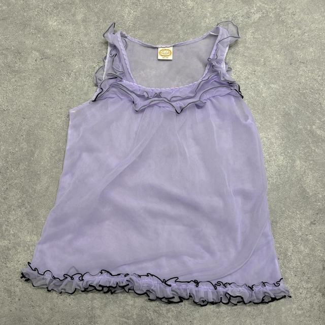 Vintage sheer lilac ruffle vest