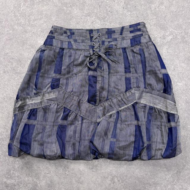 Checked tartan puff mini skirt