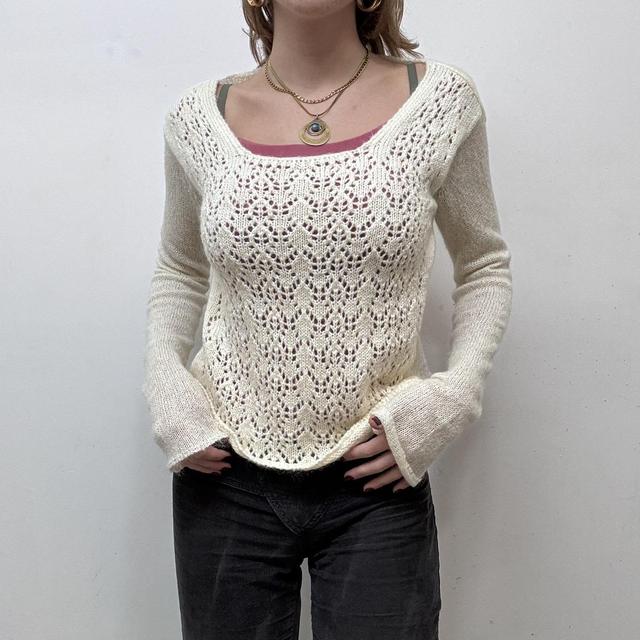 Cream mohair sheer layered jumper