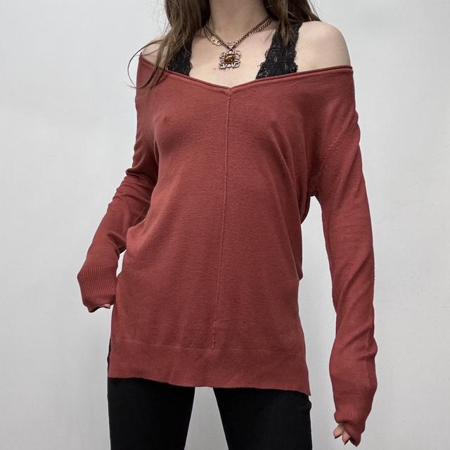 Slouchy wide neck knit jumper