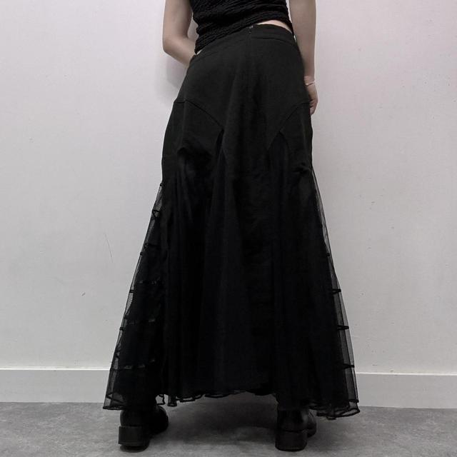 Gothic sheer black mesh maxi skirt
