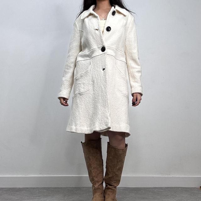 Cream wool button-up peacoat