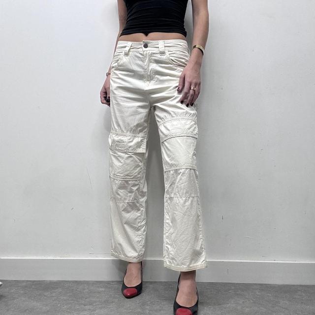 White straight leg minimalist tech trousers