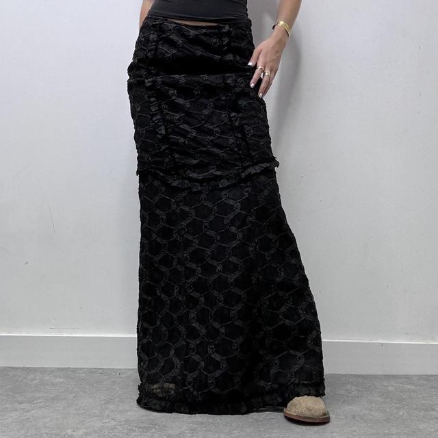 Black lace gothic maxi skirt