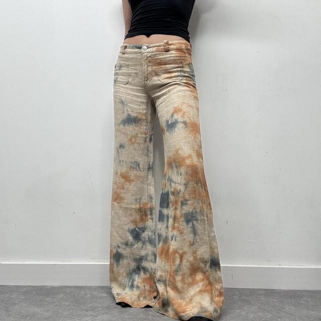 Distressed flared wide leg miss sixty trousers