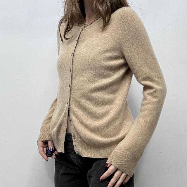 Tan knitted cashmere cardigan