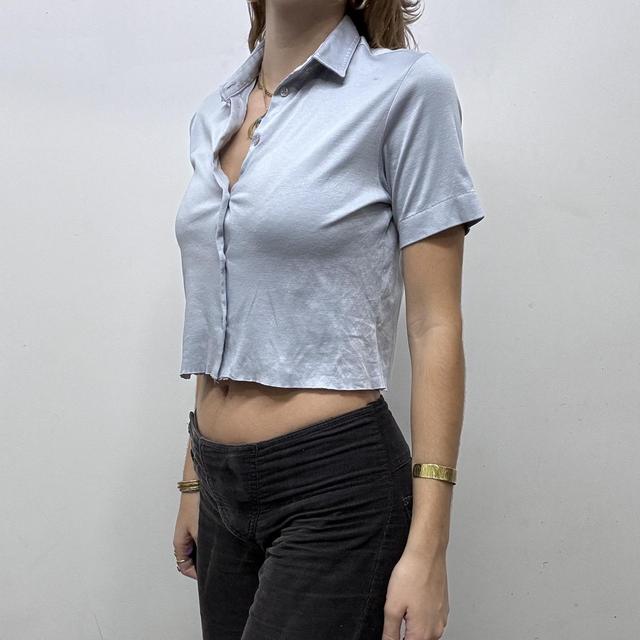 Preppy button cropped polo shirt
