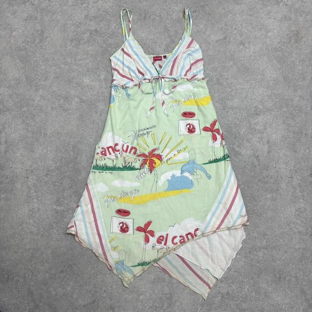 Graphic printed asymmertic midi dress