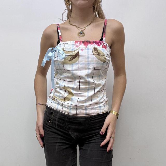Coquette checked printed bow vest
