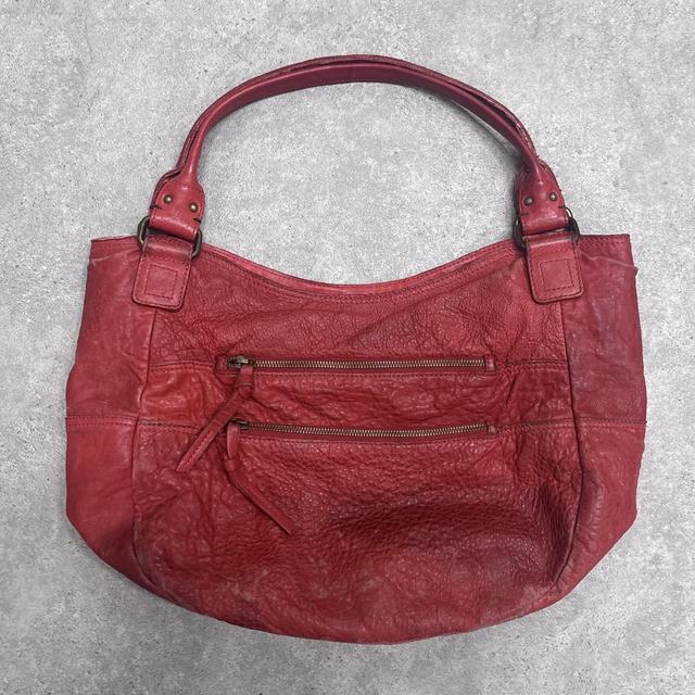 Oversized red slouchy leather bag