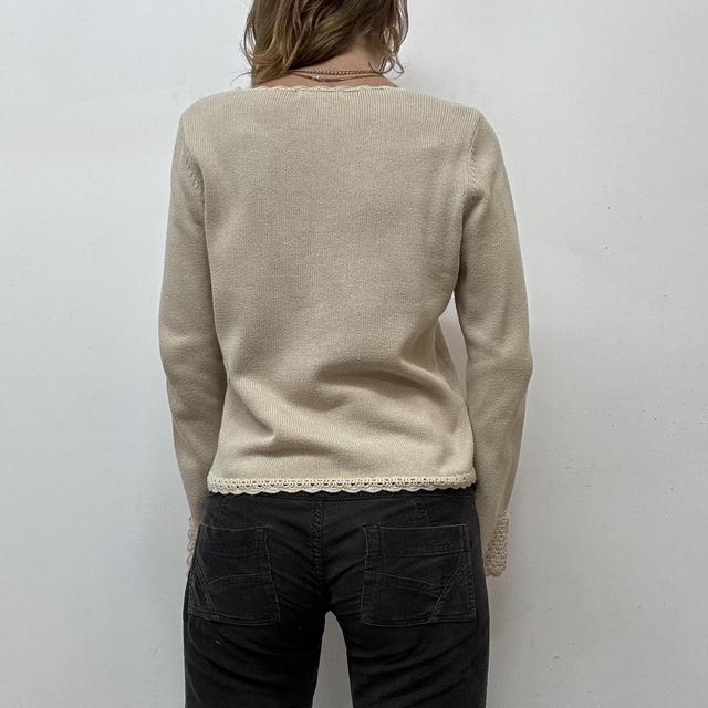 Tan lace crochet flared jumper