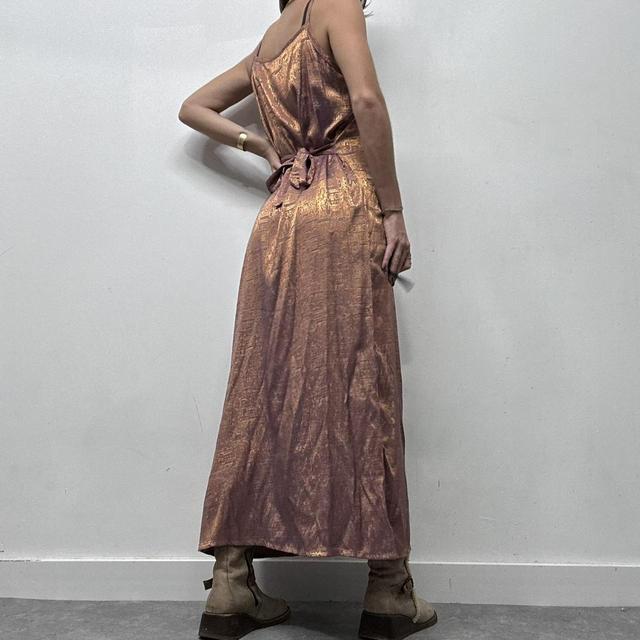 Metallic embossed print maxi dress