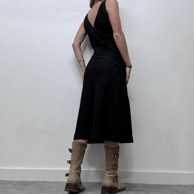 Black flared midi dress
