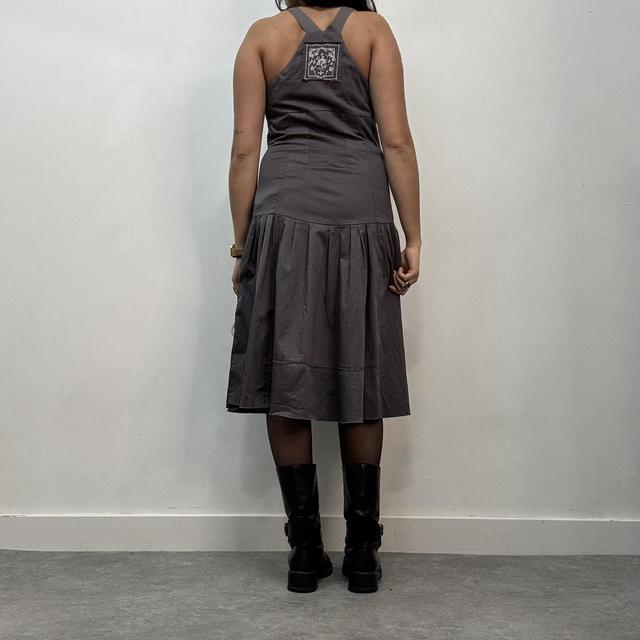 Grey cotton flared midi dress