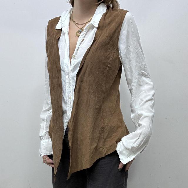 Brown suede leather waistcoat