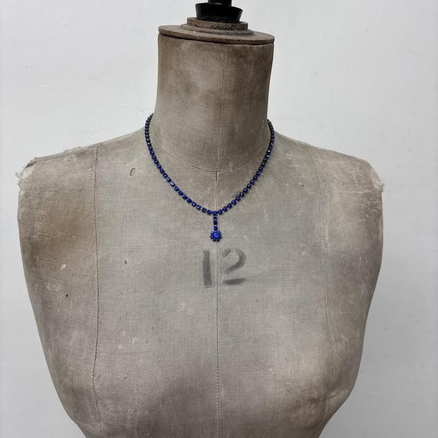 Y2K tennis necklace blue diamond