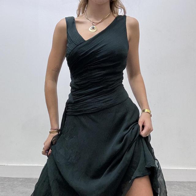 Asymmetrical sheer layered lace dress