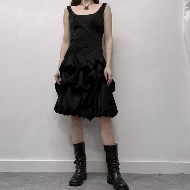 Black puff balloon dress