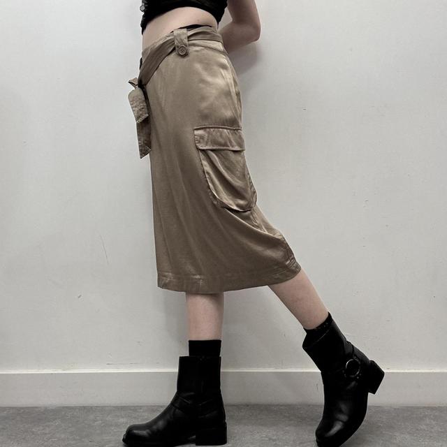 Silk cargo midi skirt