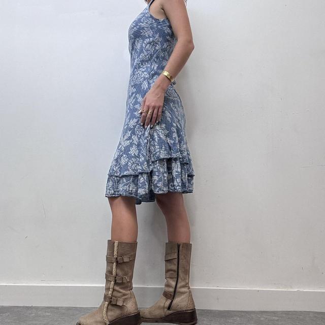 Blue floral paisley midi dress