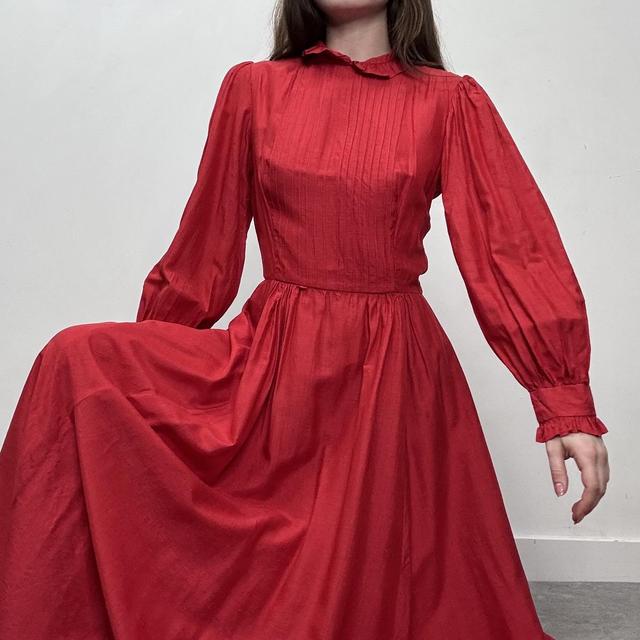 Red edwardian silk prarie dress
