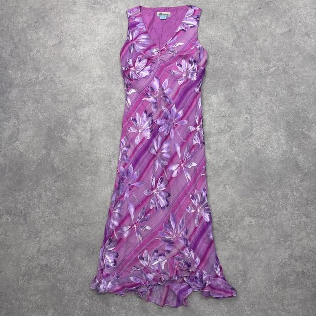 Striped floral bias cut dress
