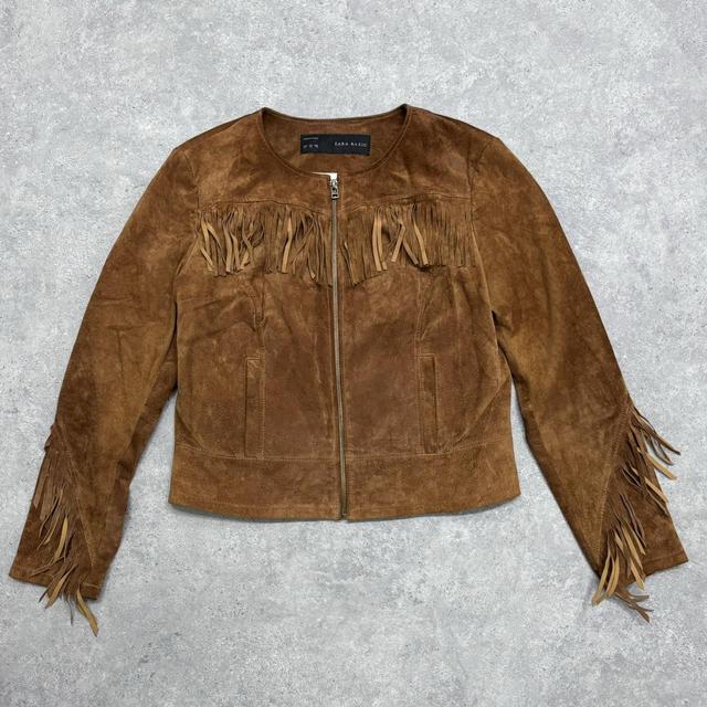 Western tassel leather suede jacket
