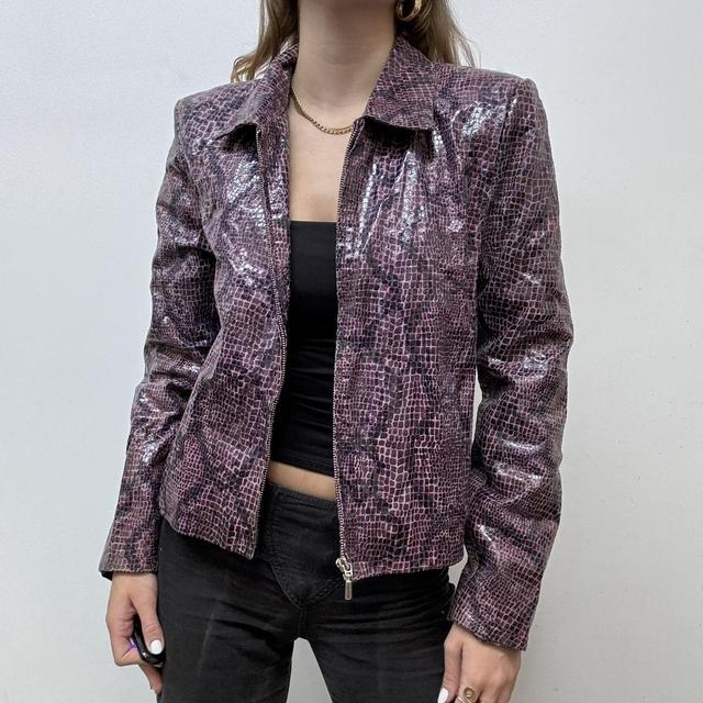 Purple snakeskin leather jacket