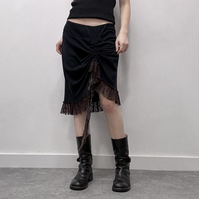 Black lace gathered skirt