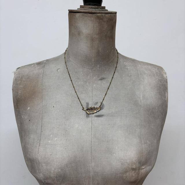 Gold feather hippie pendant