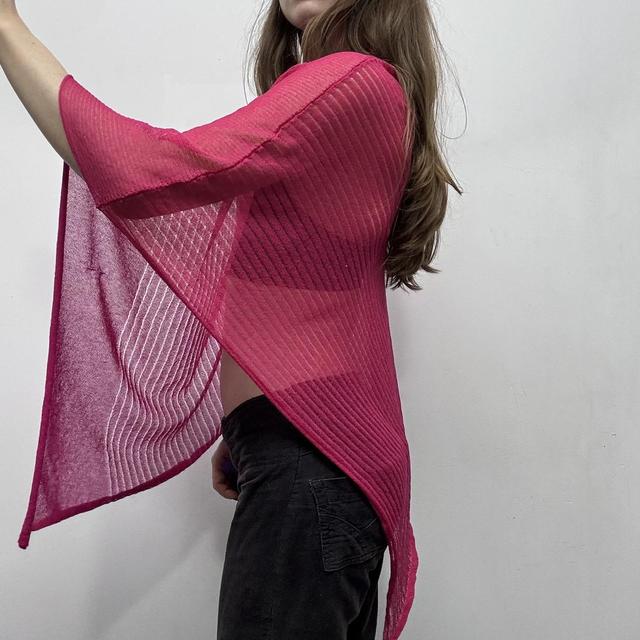 Sheer pink knit Save the Queen cape poncho