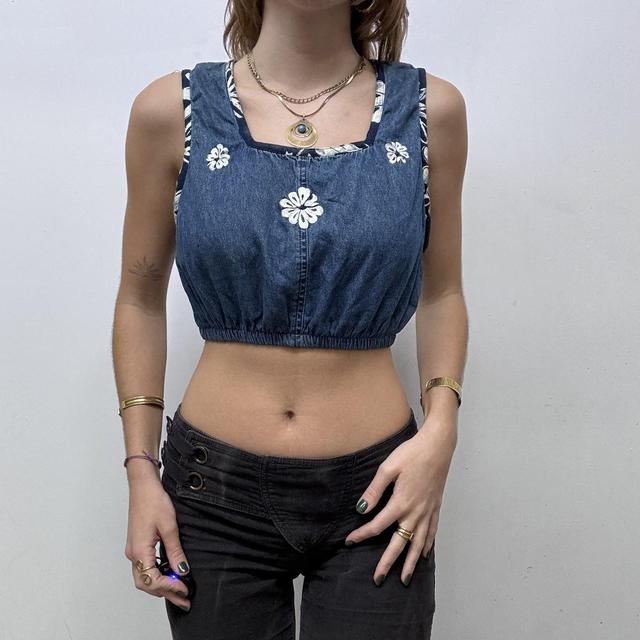 Vintage denim boho fairy crop top