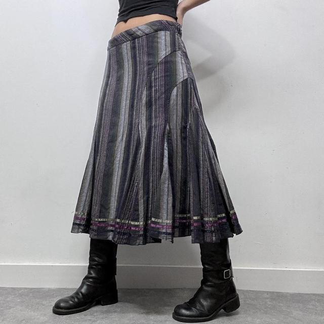 Flared pinstripe midi skirt