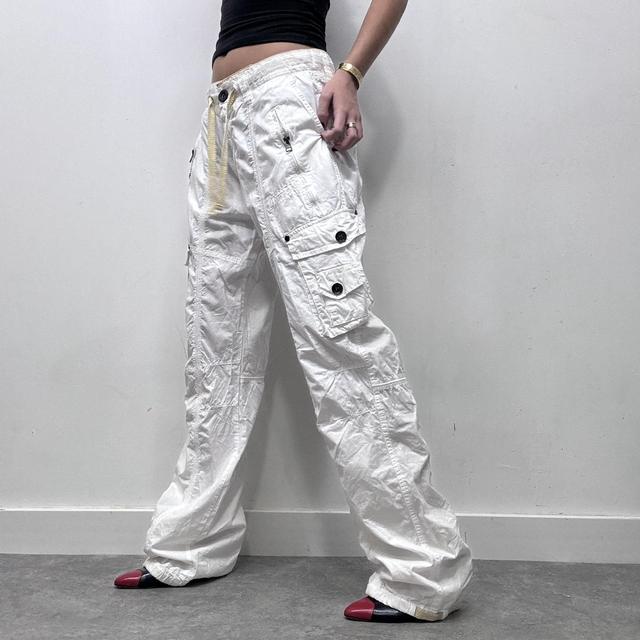 White y2k cargo wide leg pants