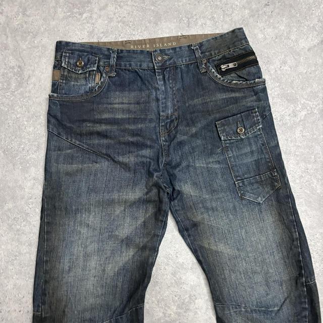 Dark denim cargo jeans