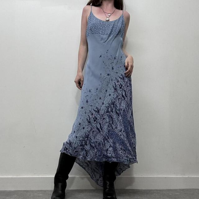 Blue floral 90s bias dress
